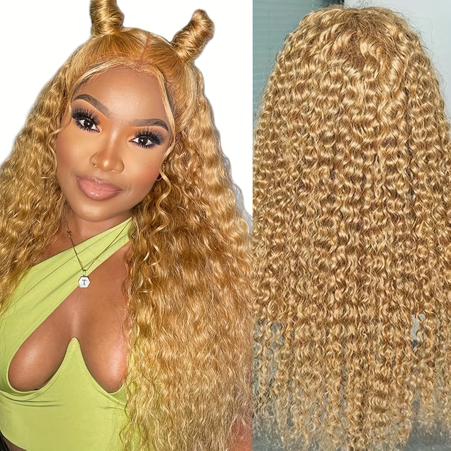 Elegant Deep Wave Lace Front Wig for Women - 13x6 HD Lace, Pre-Plucked & Glueless Human Hair, 180% Density, Blonde Curly Style, Natural Look, Full Coverage, Perfect for Everyday or Special Occasions